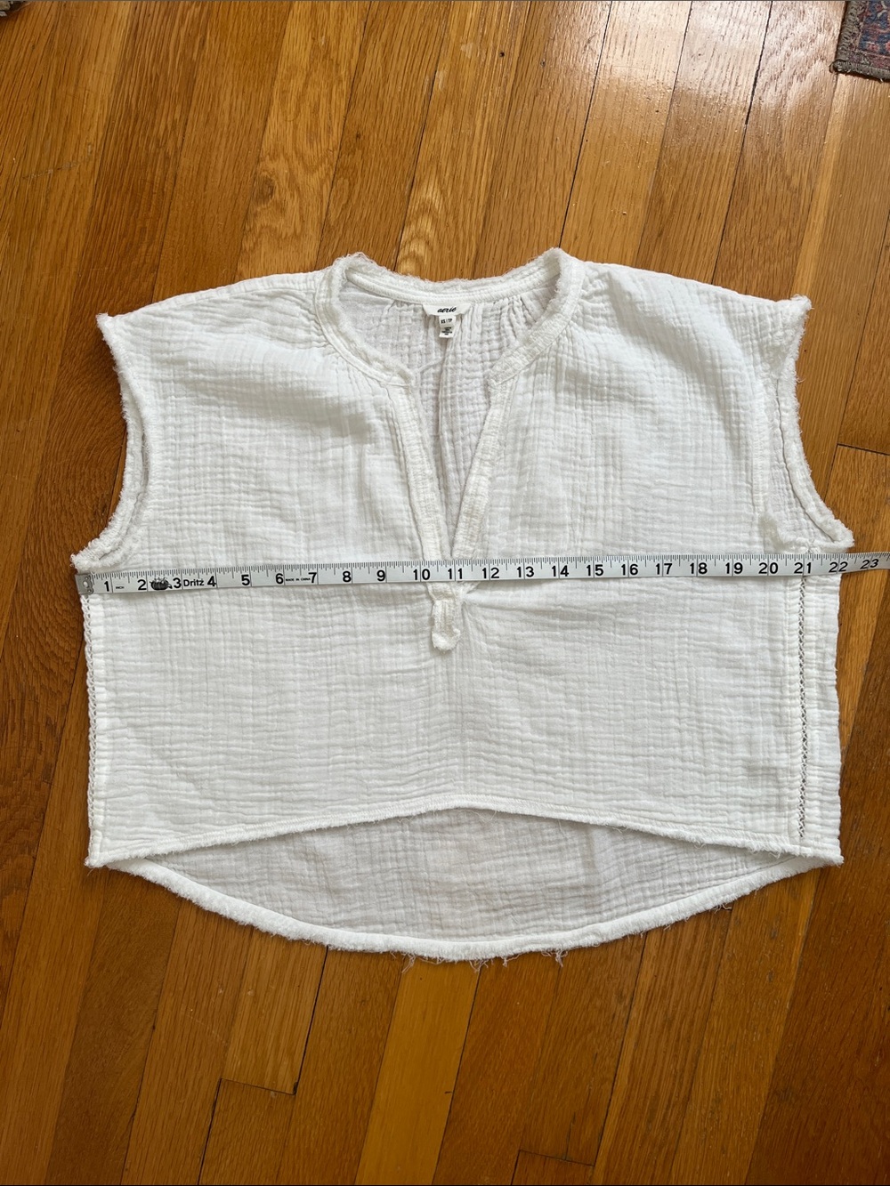 Aerie XS Pool to Party 100% Cotton Gauze Textured White Crop Top Oversized Shirt - Picture 10 of 12
